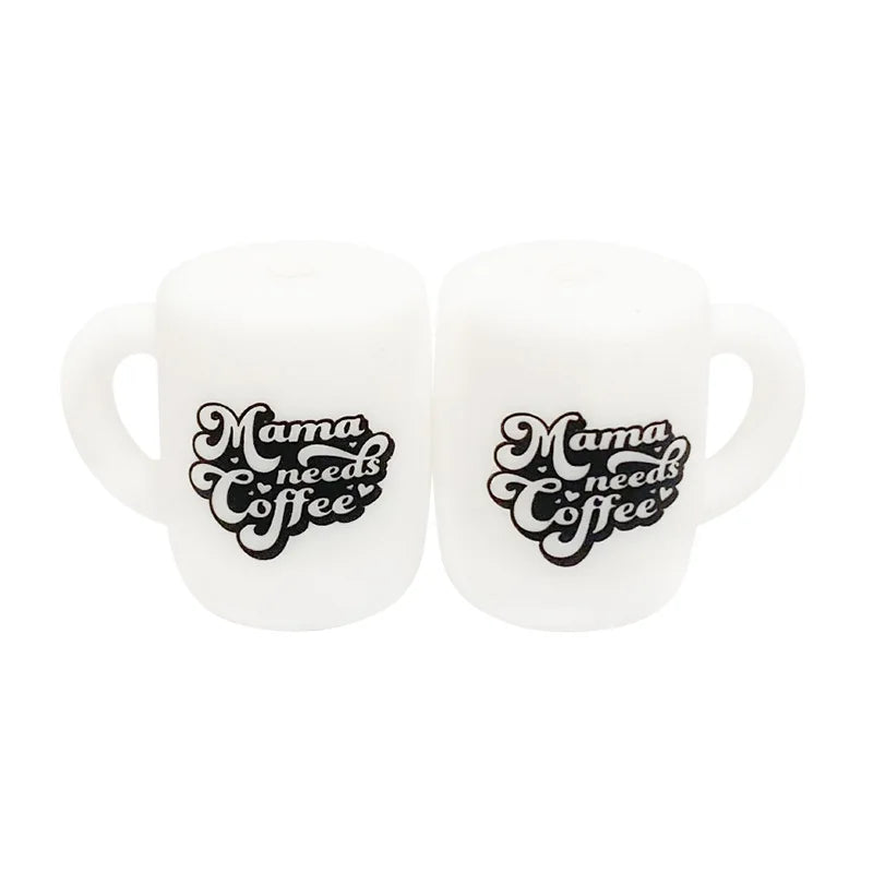 (Pack of 10) New Silicone Beads Focal Coffee Cup Teether Beads Food Grade Baby Chewing Toy Bead DIY Nipple Chain Jewelry Accessories