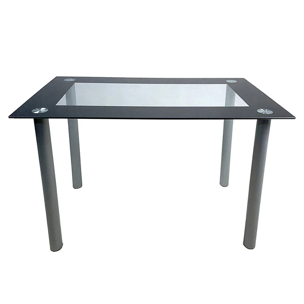 (Pack of 4) 110cm Dining Table Set Tempered Glass Dining Table with Chairs Transparent & Black Dining Table Dining Chair
