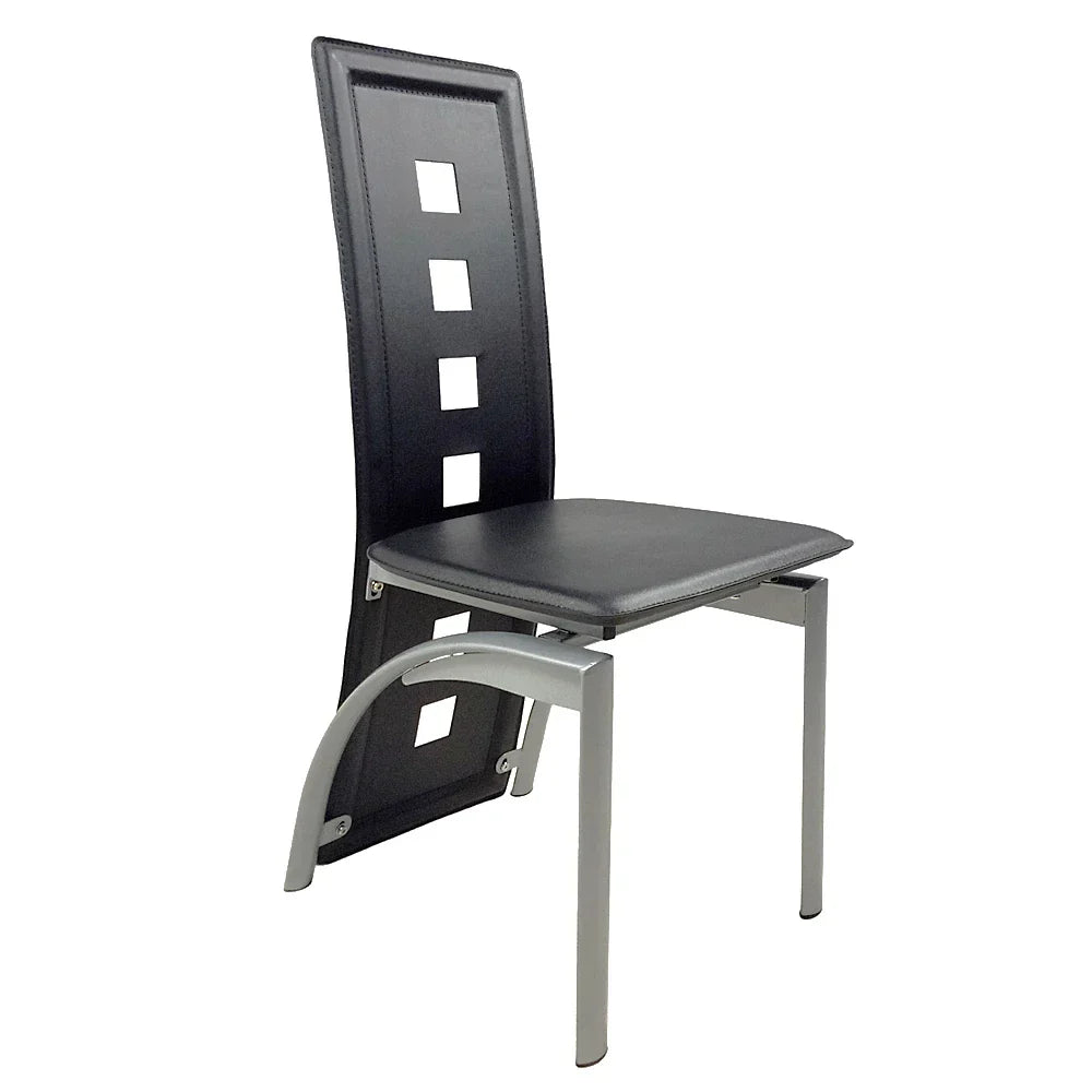 (Pack of 4) 110cm Dining Table Set Tempered Glass Dining Table with Chairs Transparent & Black Dining Table Dining Chair