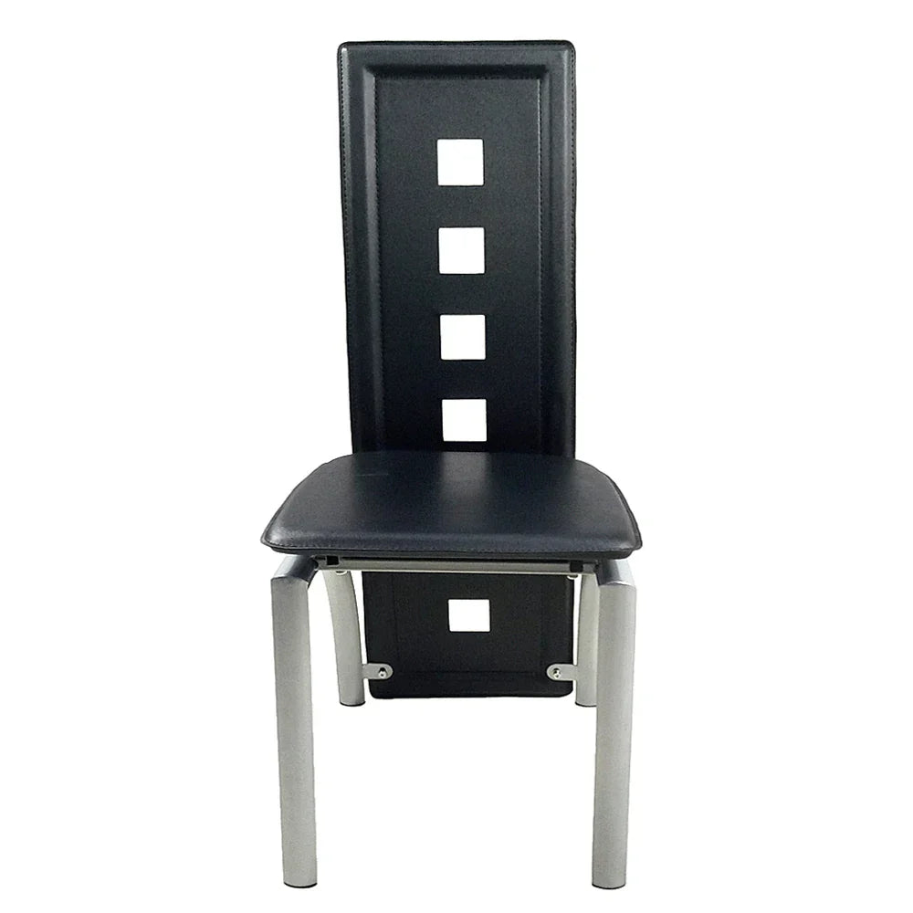 (Pack of 4) 110cm Dining Table Set Tempered Glass Dining Table with Chairs Transparent & Black Dining Table Dining Chair