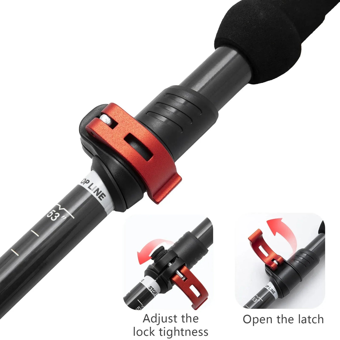 (Pack of 1) BISINNA / Folding Trekking Poles Carbon Fiber Collapsible Telescopic Sticks Lightweight Walking Stick Hiking Climbing