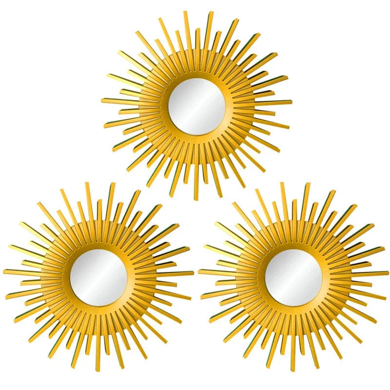 Gold Mirrors for Wall Decor Set of 3 Hanging Ornament Art Crafts Supplies for Home Bedroom Bathroom Small Round Dropshipping