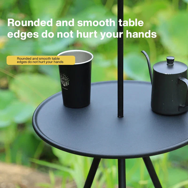 Outdoor Folding Picnic Table Round Camping Table Aluminum Alloy Dining Table With Tripod Storage Bag Side Table