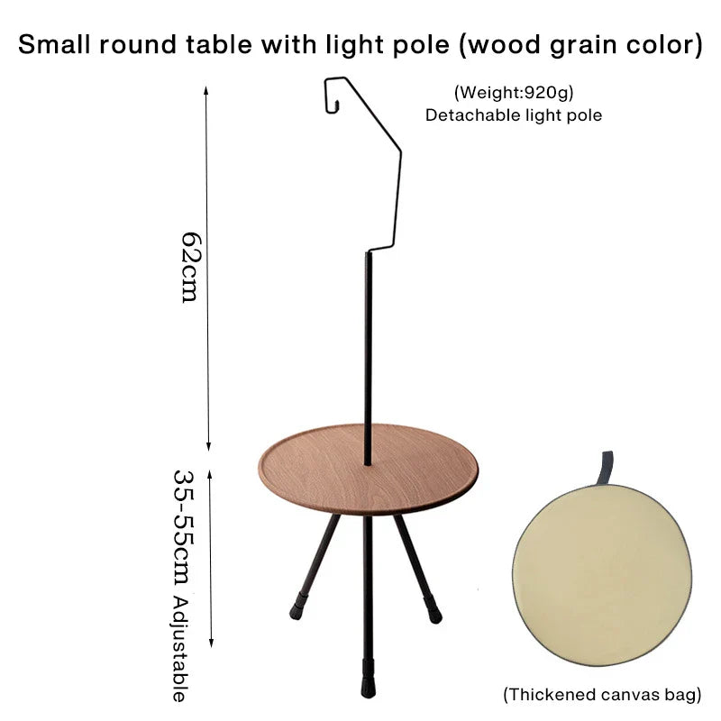 Outdoor Folding Picnic Table Round Camping Table Aluminum Alloy Dining Table With Tripod Storage Bag Side Table