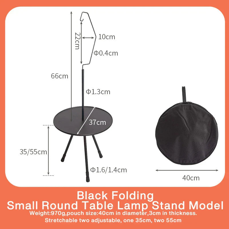 Outdoor Folding Picnic Table Round Camping Table Aluminum Alloy Dining Table With Tripod Storage Bag Side Table