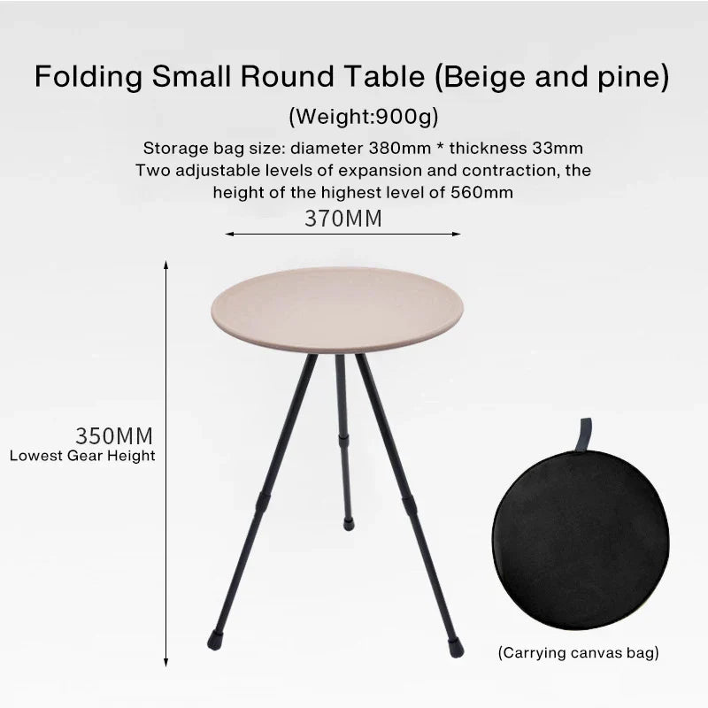 Outdoor Folding Picnic Table Round Camping Table Aluminum Alloy Dining Table With Tripod Storage Bag Side Table