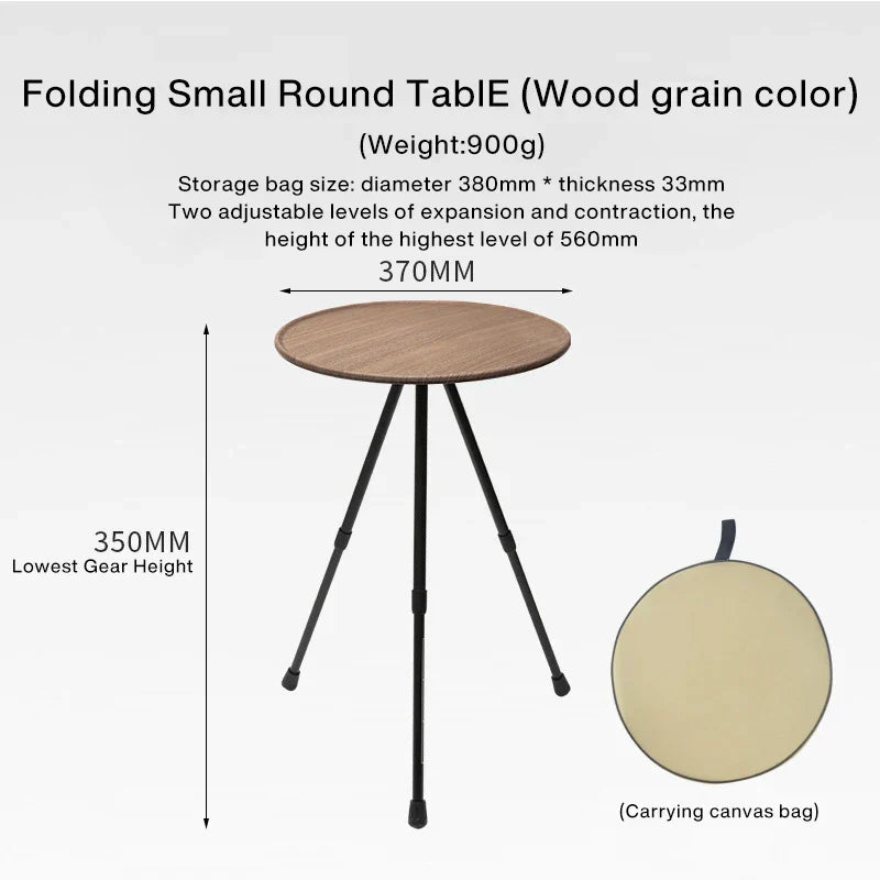 Outdoor Folding Picnic Table Round Camping Table Aluminum Alloy Dining Table With Tripod Storage Bag Side Table