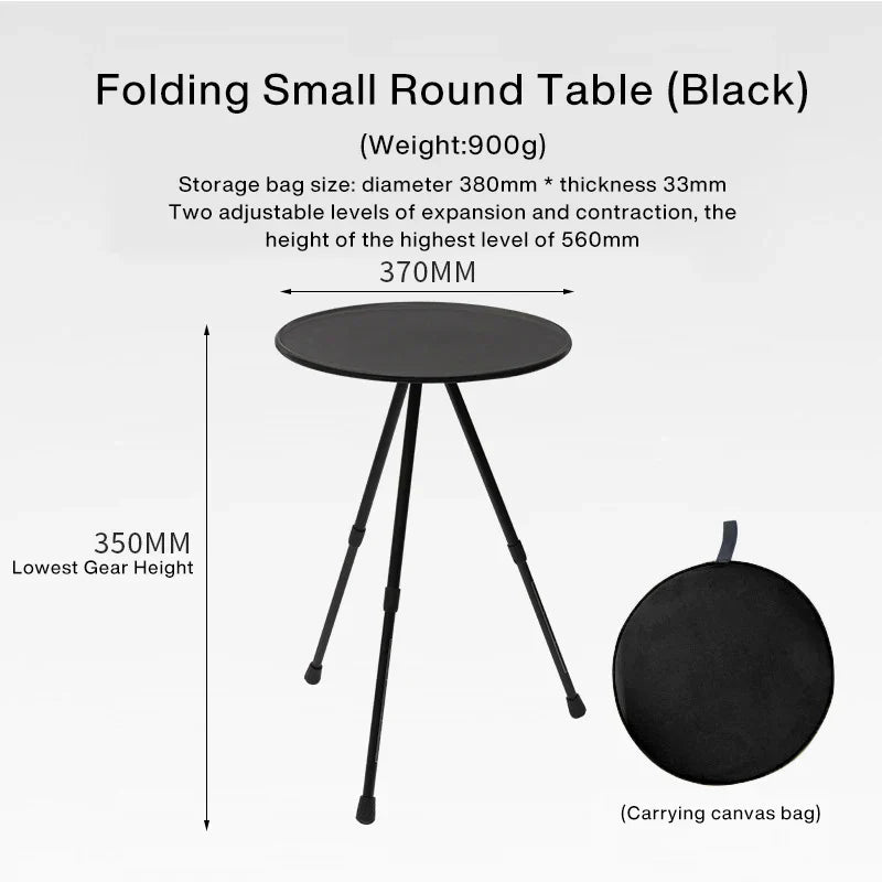 Outdoor Folding Picnic Table Round Camping Table Aluminum Alloy Dining Table With Tripod Storage Bag Side Table