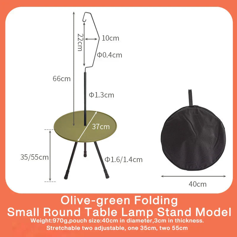 Outdoor Folding Picnic Table Round Camping Table Aluminum Alloy Dining Table With Tripod Storage Bag Side Table