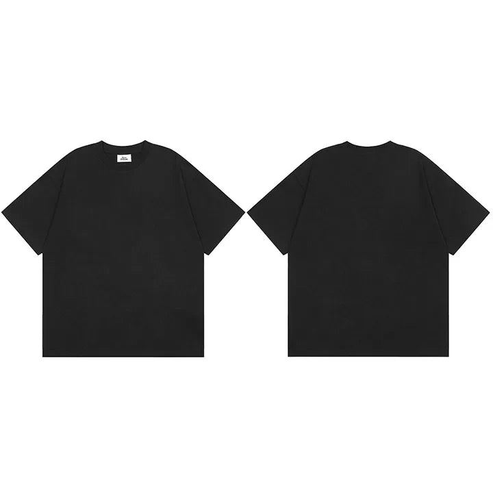 Summer 2024 Men Plain T-Shirt Streetwear 100 Cotton T Shirt Solid Color Harajuku Casual Tshirt Loose Short Sleeve Tops Tee Black