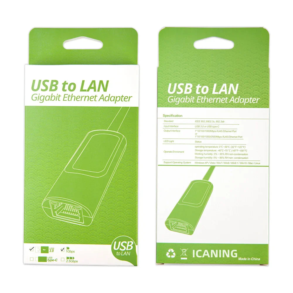 2500Mbps Ethernet Adapter 2.5 Gigabit USB Type C to RJ45 Lan Wired Ethernet Gigabit Adapter Network Card for MacBook iPad Pro