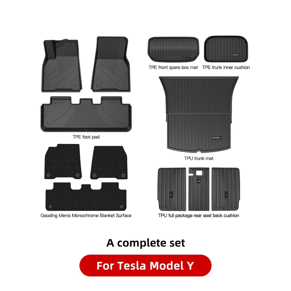 YZ For Tesla Floor Mats Model 3 Y 2021-2023 Car Four Seasons Waterproof Non-slip Floor Mat NEW TPE Special Car Accessories