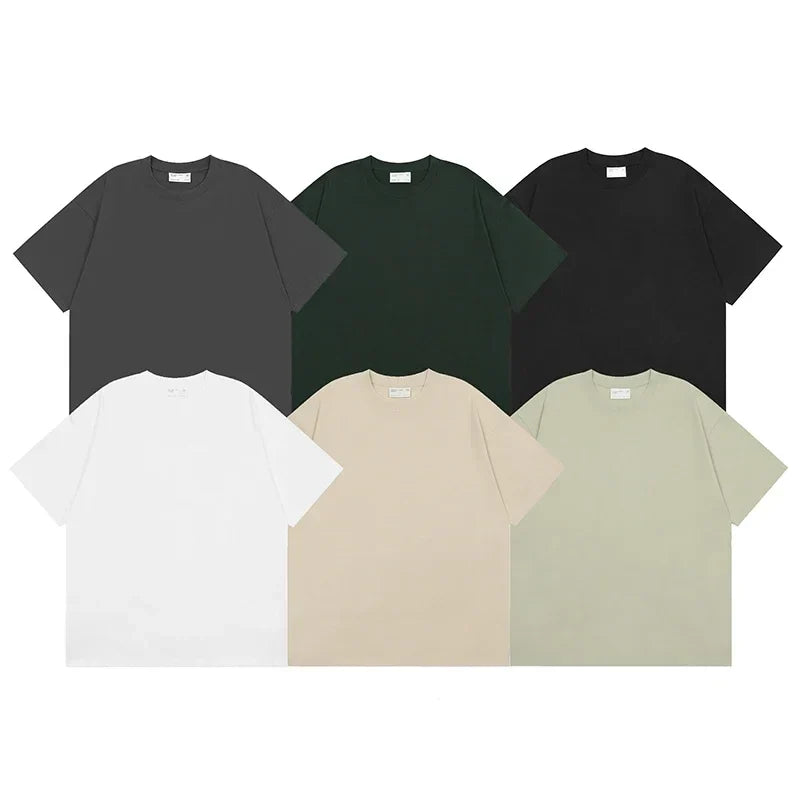 Summer 2024 Men Plain T-Shirt Streetwear 100 Cotton T Shirt Solid Color Harajuku Casual Tshirt Loose Short Sleeve Tops Tee Black