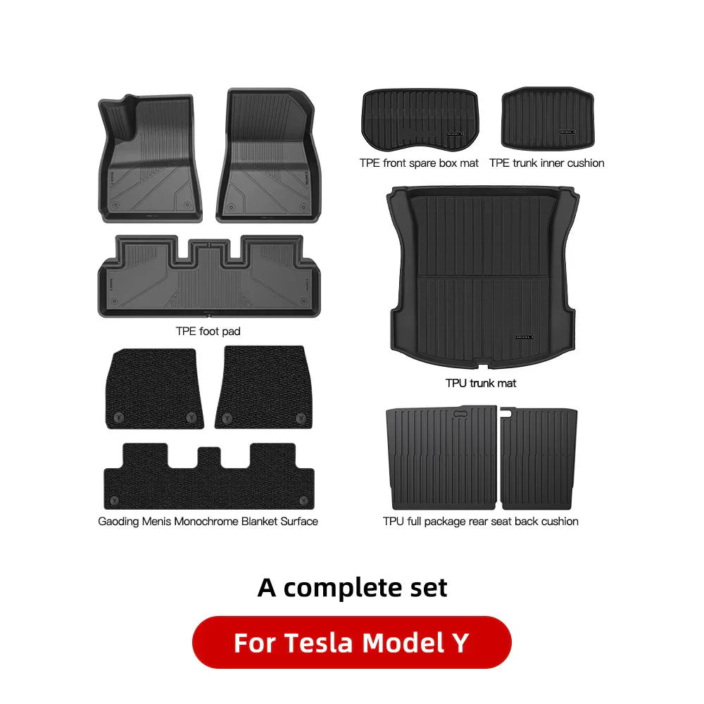 YZ For Tesla Floor Mats Model 3 Y 2021-2023 Car Four Seasons Waterproof Non-slip Floor Mat NEW TPE Special Car Accessories