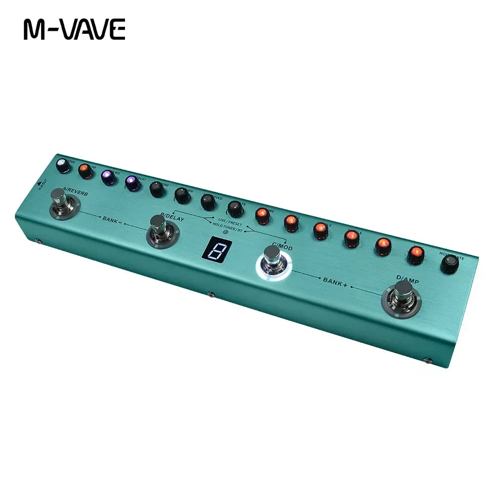 Tank Rechargeable Guitar Multi-Effects Pedal Portable 36 Presets 9 Preamp Slots 8 IR Cab Slots 3 Modulation/Delay/Reverb Effects