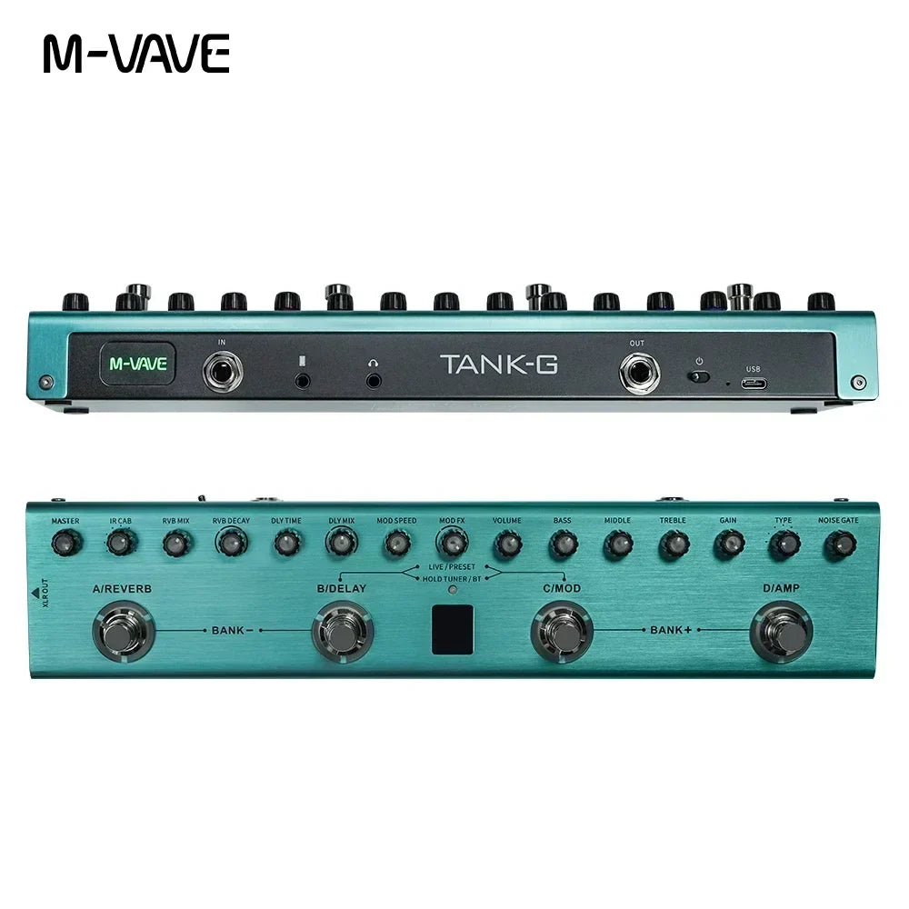 Tank Rechargeable Guitar Multi-Effects Pedal Portable 36 Presets 9 Preamp Slots 8 IR Cab Slots 3 Modulation/Delay/Reverb Effects