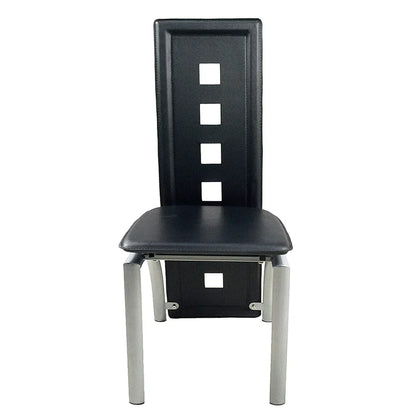 (Pack of 4) 110cm Dining Table Set Tempered Glass Dining Table with Chairs Transparent & Black Dining Table Dining Chair