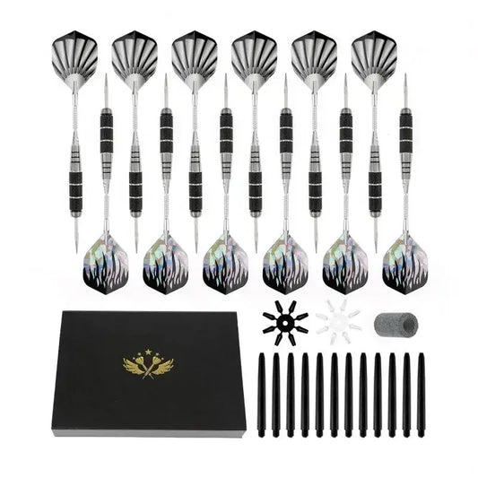 (Pack of 12) 22g Darts Set Safety Steel Tip Dart Handle Dart Leaves Flight Indoor Sports Entertainment Practice Shooting Throwing