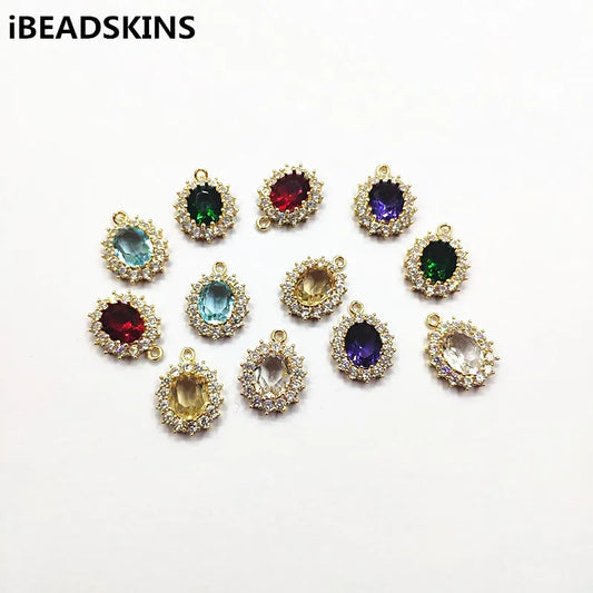 (Pack of 30) New Arrival! 19x16mm Cubic Zirconia Oval Charm/Connectors For Necklace,Earrings parts,Accessories,Hand Made Jewelry DIY