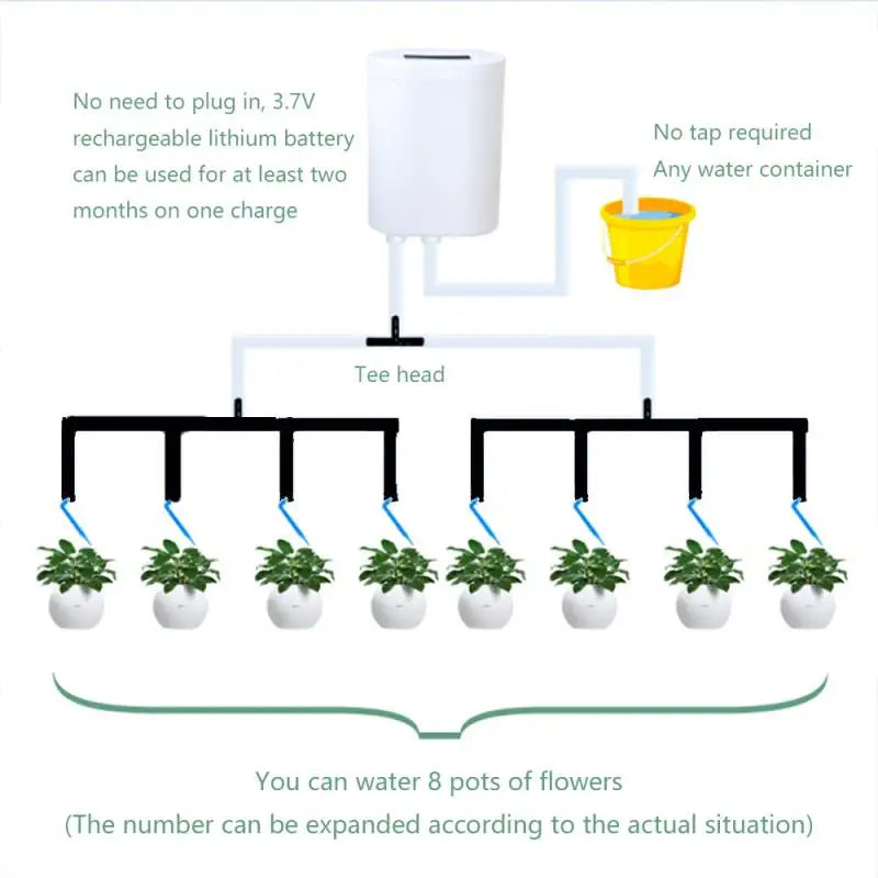 2/4/8 Head Garden Auto Watering Equipment Plant Drip Irrigation Tool Water Pump Sprinkler System Controller Automatic Irrigation