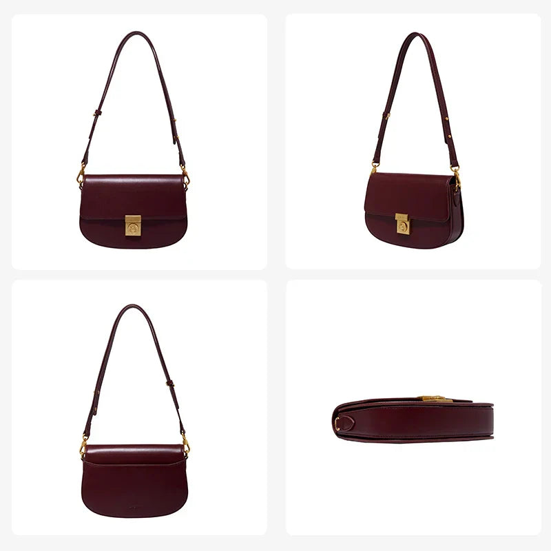 LA FESTIN 2022 New Trendy Ladies High-end Simple Saddle Bag Fashionable Leather Shoulder Messenger Handbag High-quality Brand
