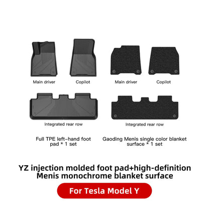YZ For Tesla Floor Mats Model 3 Y 2021-2023 Car Four Seasons Waterproof Non-slip Floor Mat NEW TPE Special Car Accessories