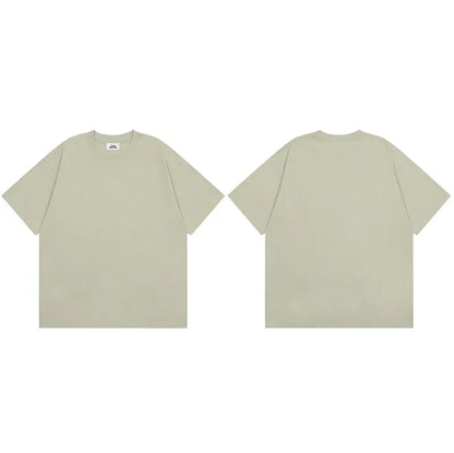 Summer 2024 Men Plain T-Shirt Streetwear 100 Cotton T Shirt Solid Color Harajuku Casual Tshirt Loose Short Sleeve Tops Tee Black