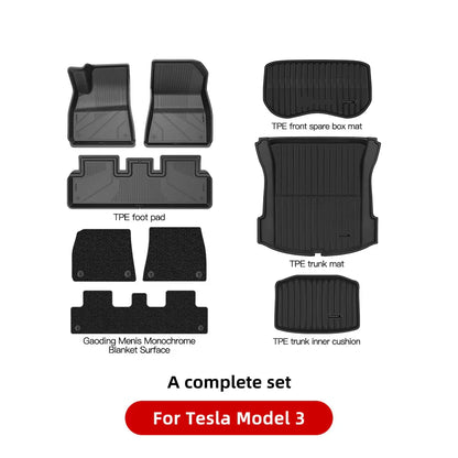 YZ For Tesla Floor Mats Model 3 Y 2021-2023 Car Four Seasons Waterproof Non-slip Floor Mat NEW TPE Special Car Accessories