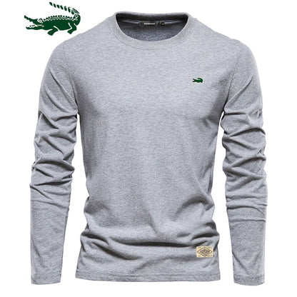 2023 Cotton Long Sleeve T Shirt For Men Solid Spring Casual Mens T-shirts High Quality Male Tops Classic Clothes Men's T-shirts