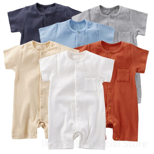 Unisex One-pieces 0 To 24 Months Clothes New born Short Sleeve Romper for Twins Boys Girls Cotton Summer Toddler Bodysuits 2023