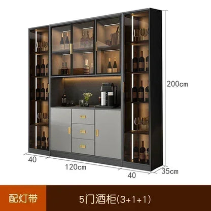 Wooden Display Wine Cabinets Kitchen Storage Living Room Wall Wine Cabinets Racks Liquor Mueble Licorera bar Furniture QF50JG